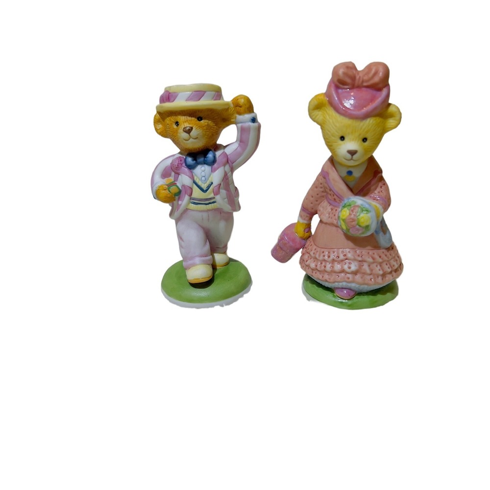 Franklin Mint 1986 Lord Margate Margaret Bearfax Porcelain Bear Figurines Set 2